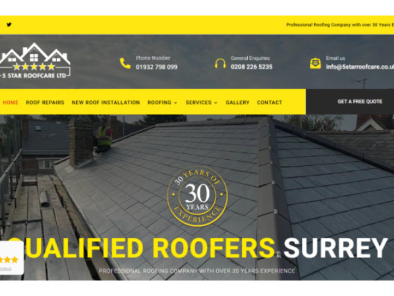 5 Star Roof Care Website Design