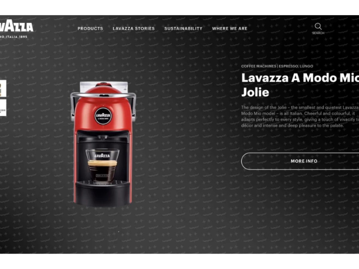 Lavazza’s Jolie Coffee Machine Website Homepage Design