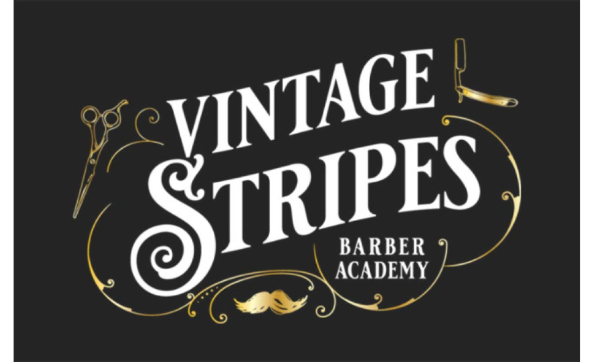 Vintage Stripes Barber Academy Logo Design