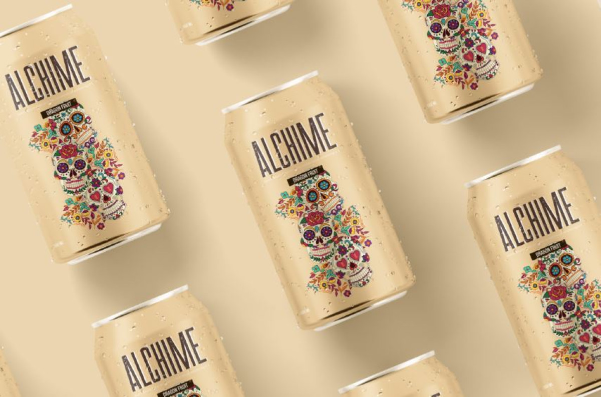 Image Alt Tag: Alchime Beer's Colorful Packaging Design