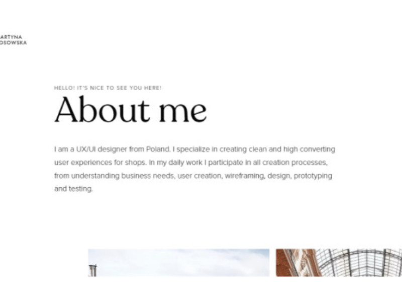 Martyna Kosowska’s Online Portfolio Website Design