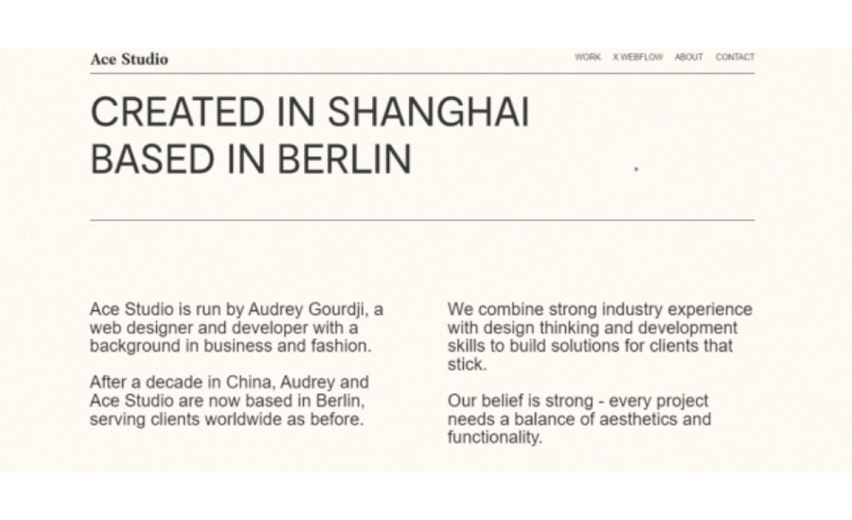 Ace Studio’s About Page Website Design