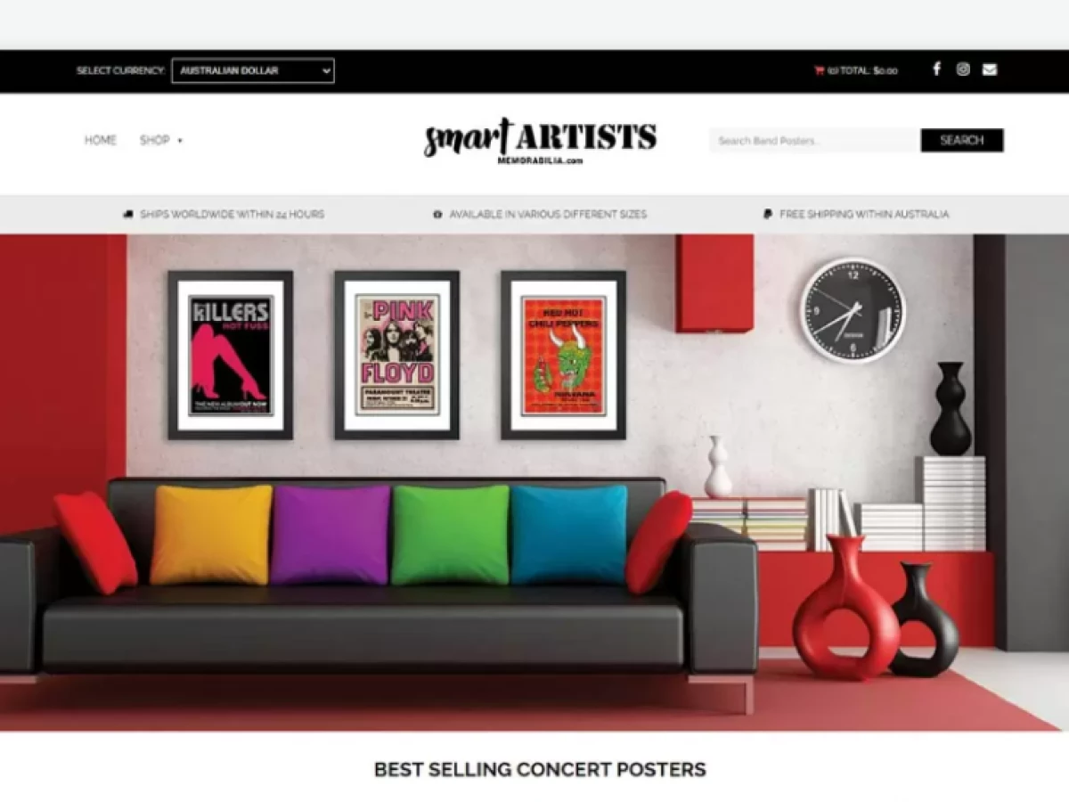 Smart Artists Memorabilia Website Design