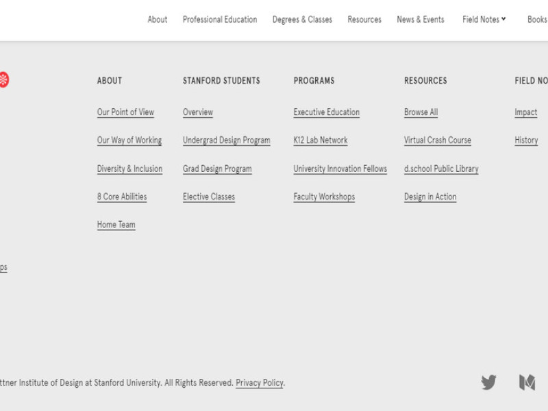 Stanford D School Header and Footer Design