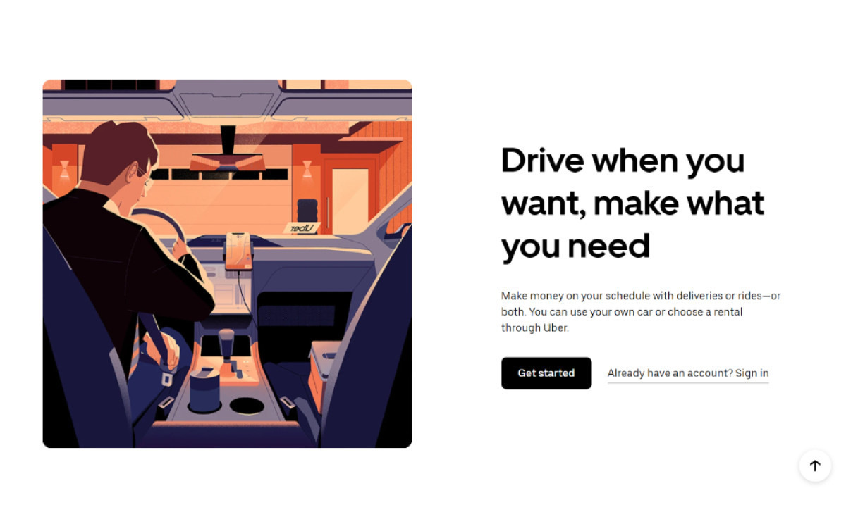 Uber Website Design Digital Illustrations