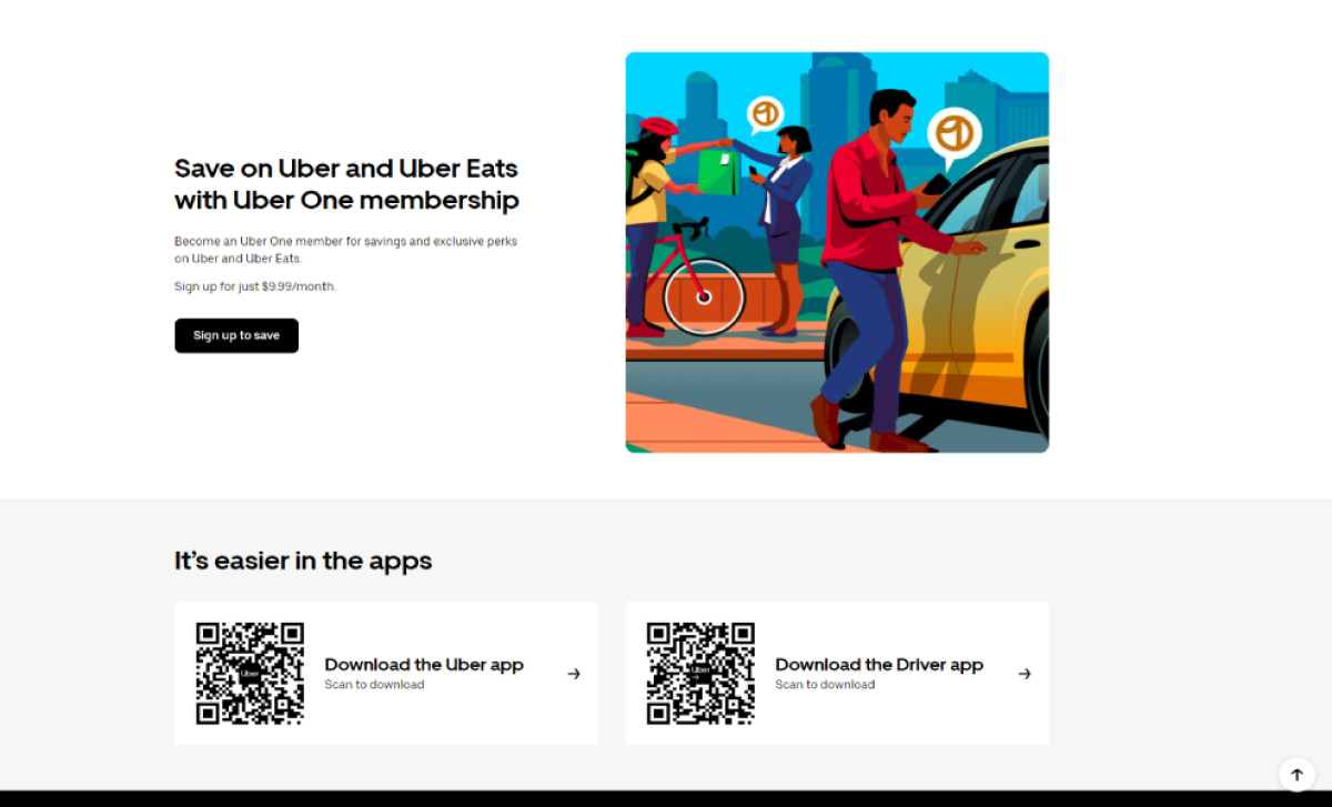 Uber Website Design QR Code CTAs