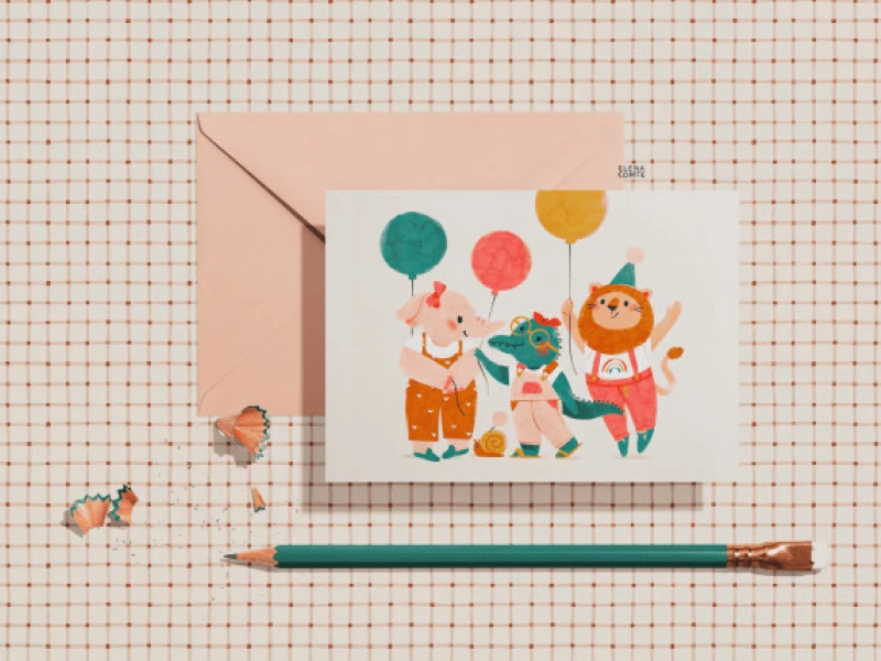 Birthday Card by Elena Comte Studio Print Design