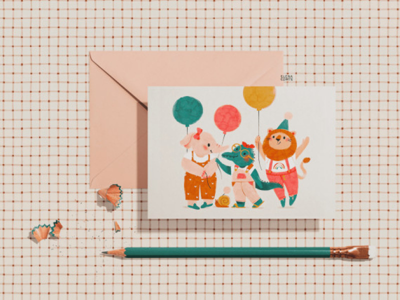 Birthday Card by Elena Comte Studio Print Design