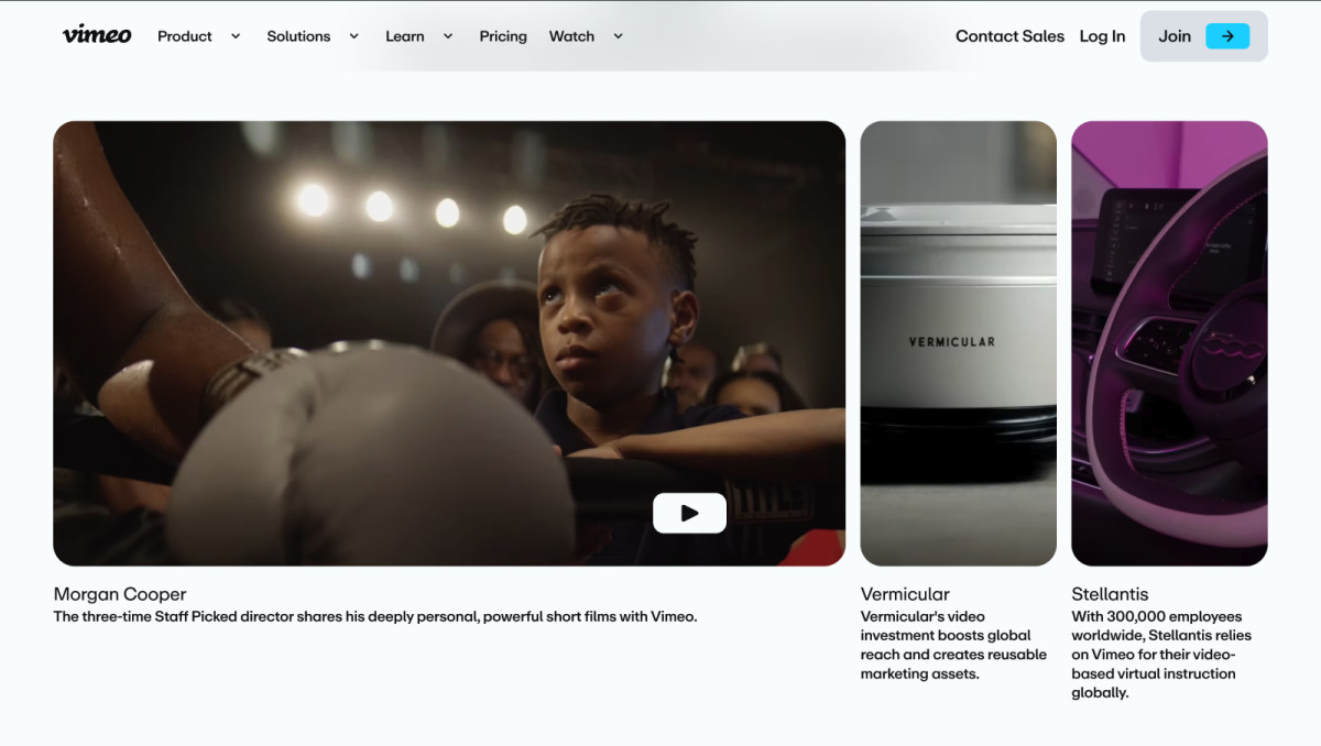 Vimeo Website's Imagery and UI