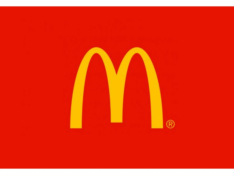 Mcdonald's logo design svg on red background.