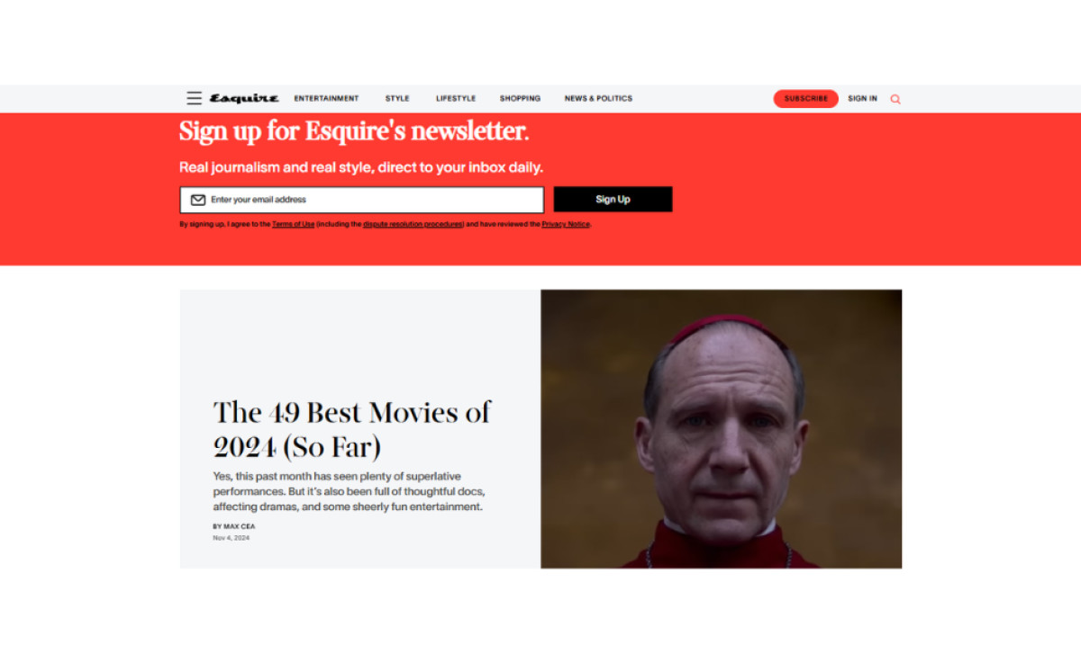 Esquire Website Design UI Colors