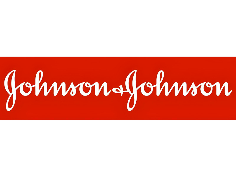 White Johnson & Johnson Logo on Red Background