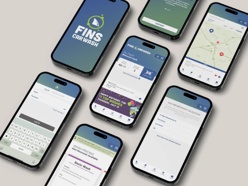 Fins Car Wash Logo Design