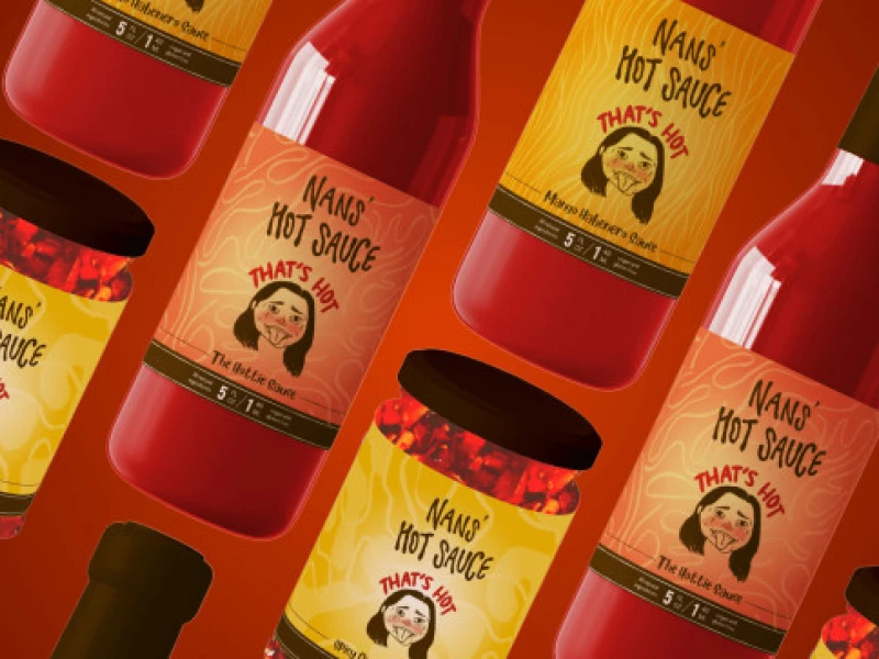 Nans' Hot Sauce Packaging Design