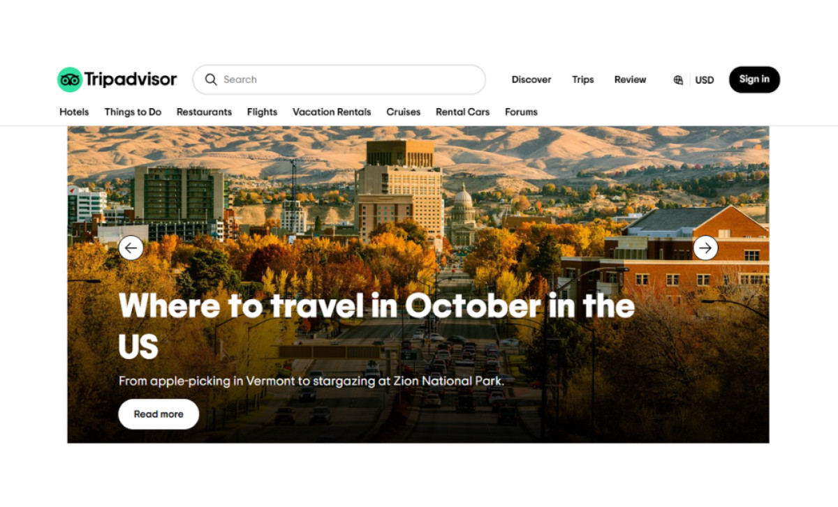 TripAdvisor Website Design Intuitive Travel Stories Page