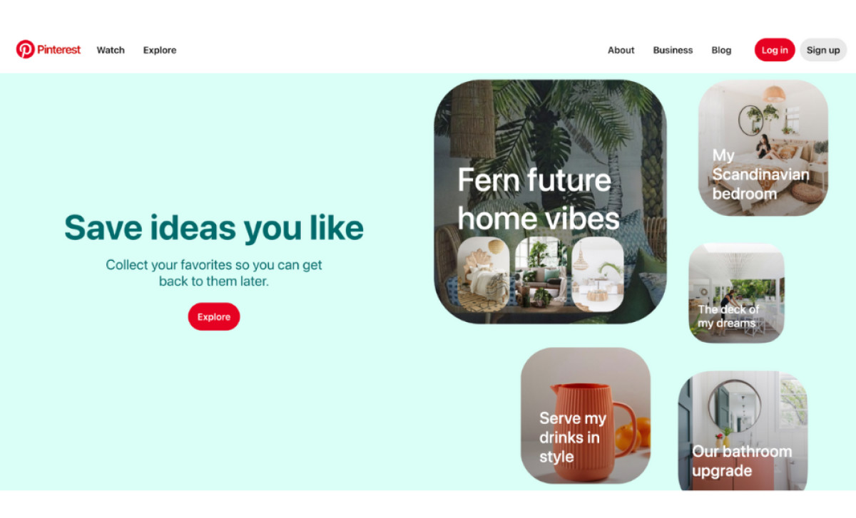 Pinterest Website Minimalist and Clean Design