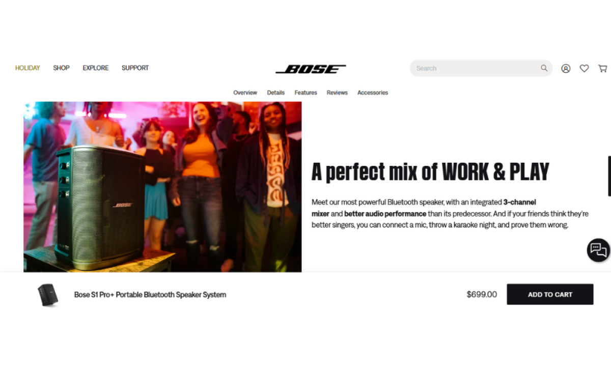 Bose Website Design Typography