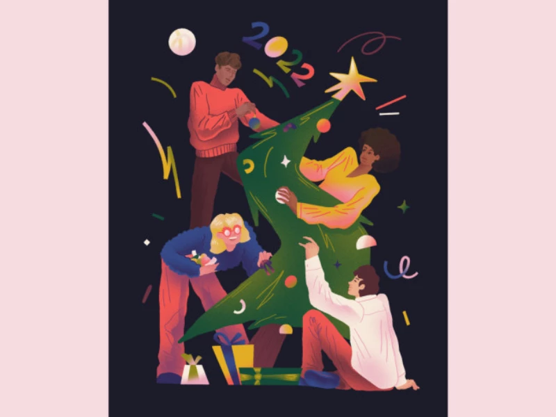 Celebration - Xmas Postcard Print Design