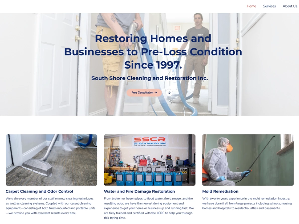 South Shore Cleaning & Restoration Service website