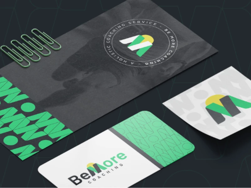 Bemore Coaching print design on mockups