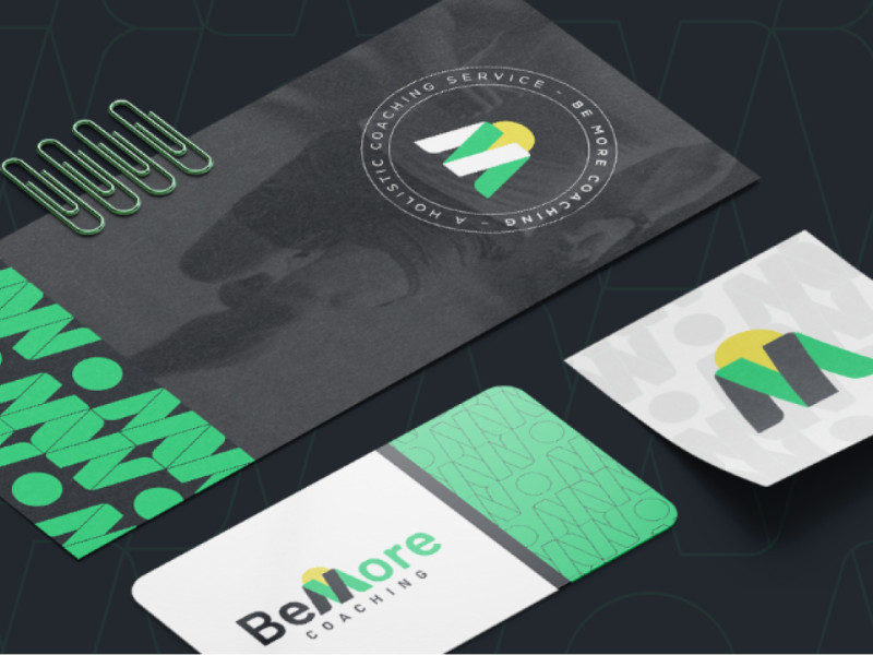 Bemore Coaching print design on mockups