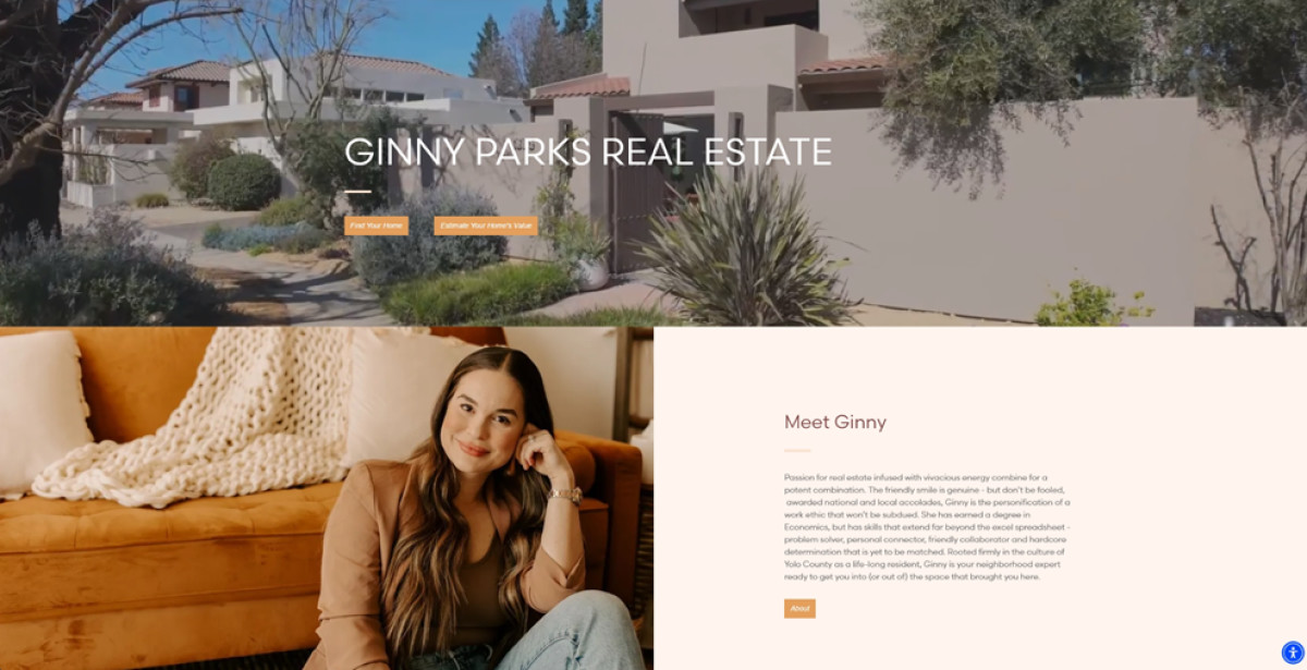 Ginny Parks Real Estate website design home page hero section