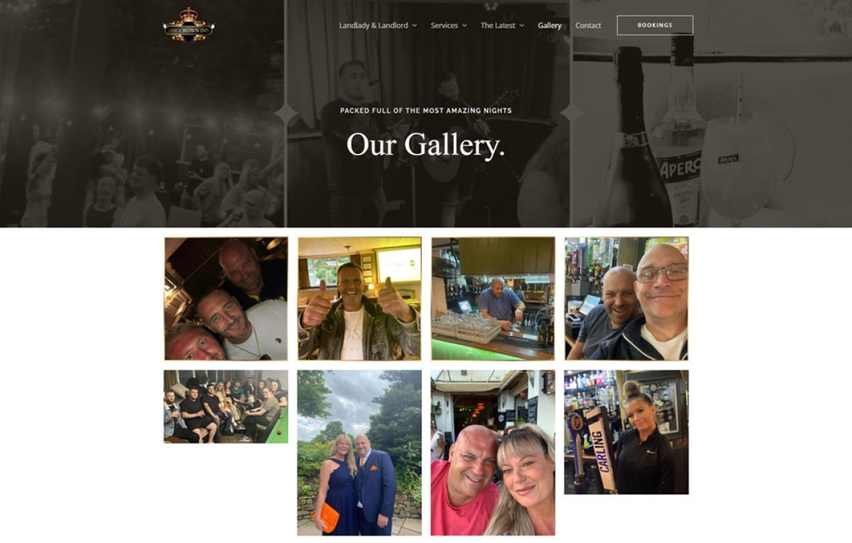 The Crown Inn website design gallery page