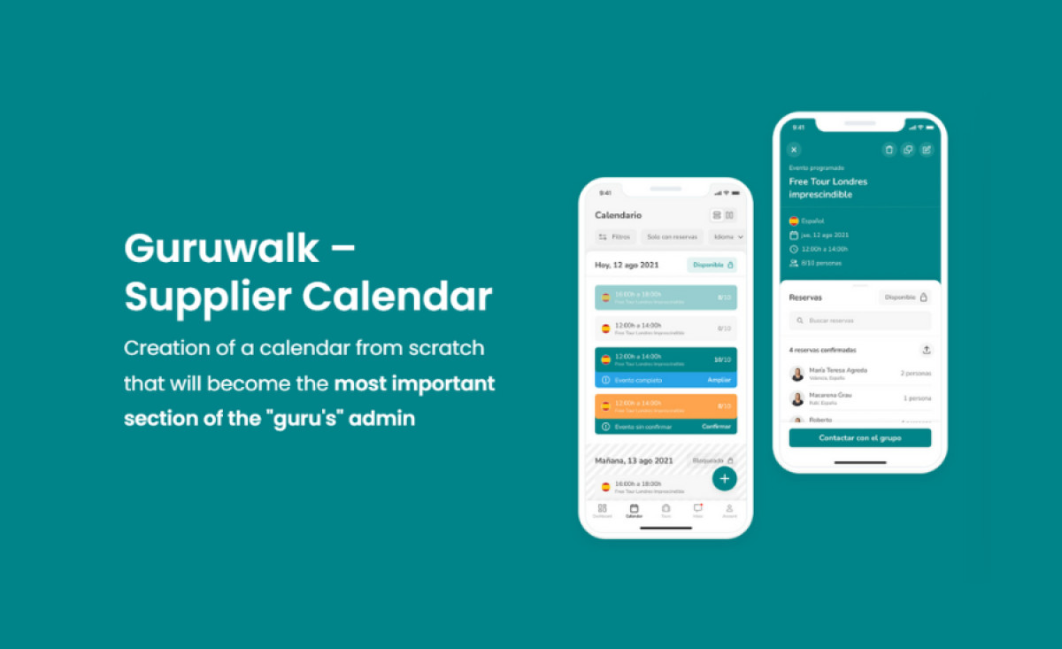 Guruwalk - Supplier Calendar app design