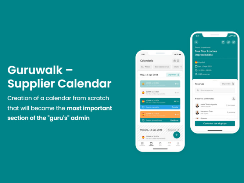 Guruwalk - Supplier Calendar app design