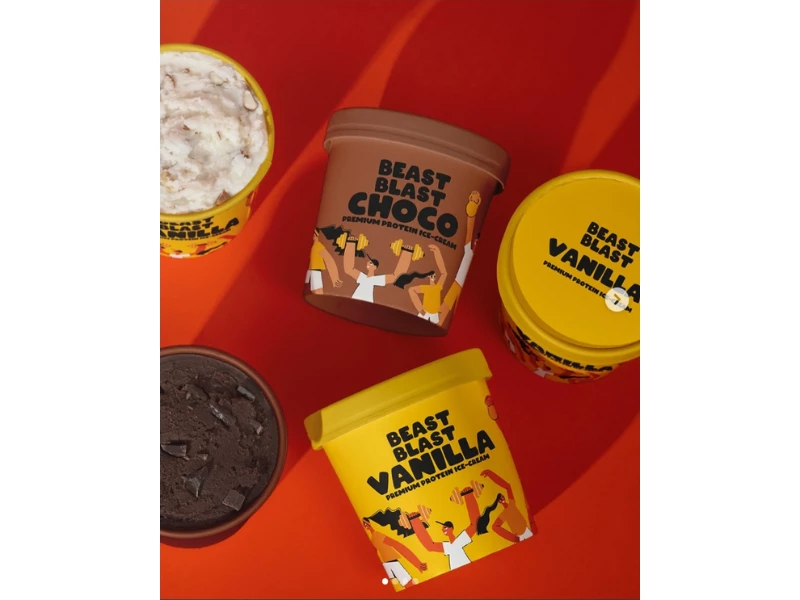 Beast Blast Choco Premium Protein Ice-Cream packaging design by Dalica Design.