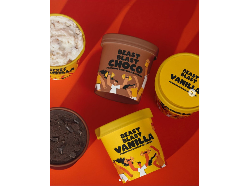 Beast Blast Choco Premium Protein Ice-Cream packaging design by Dalica Design.