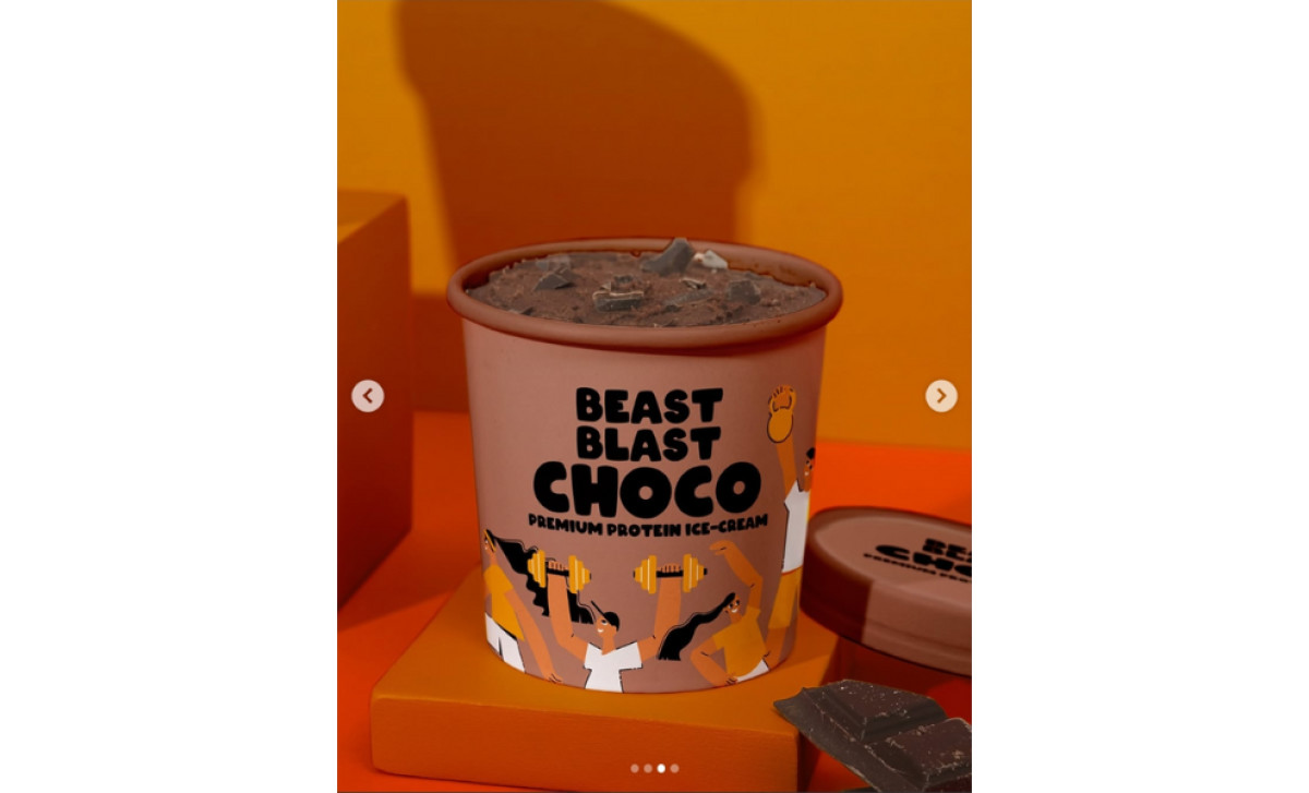 Beast Blast Choco Premium Protein Ice-Cream packaging design choco flavor.