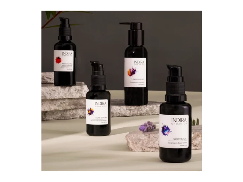 Indira Organics packaging design.