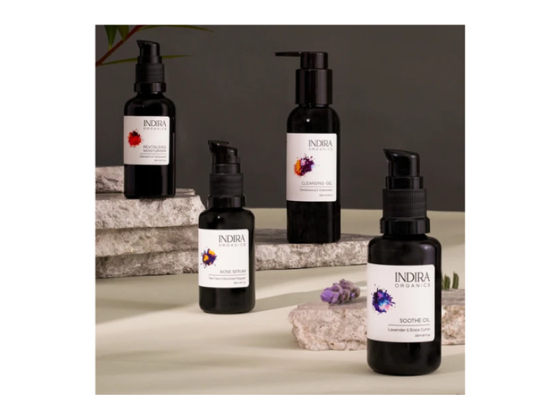 Indira Organics packaging design.