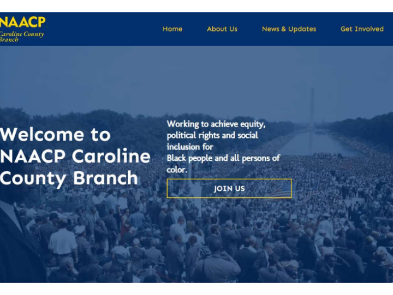NAACP Caroline County Branch website design home page.