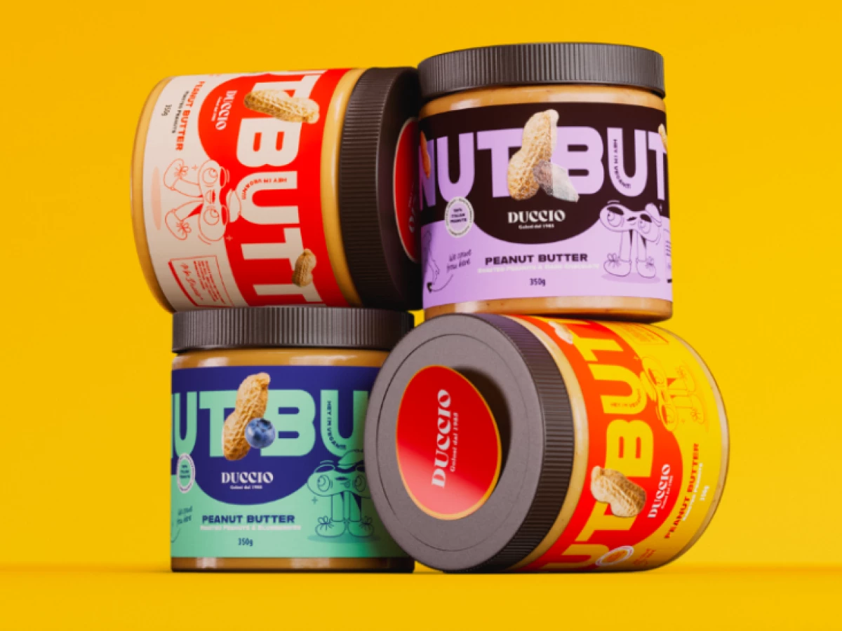 Duccio peanut butter packaging design.