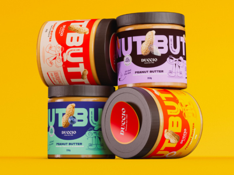 Duccio peanut butter packaging design.