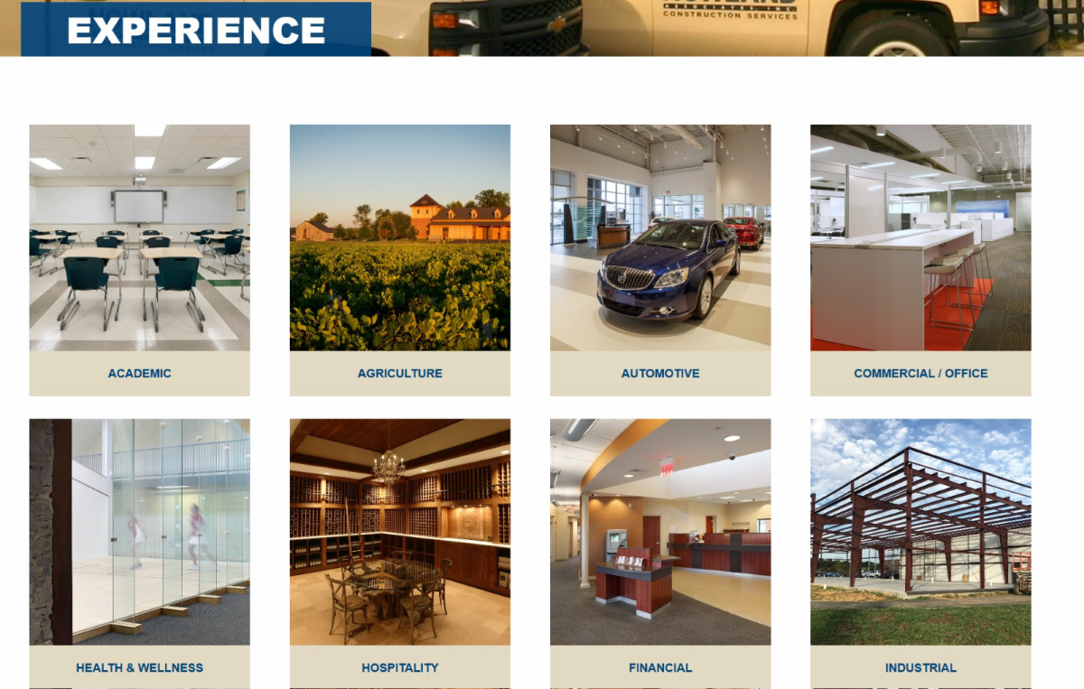 Nowland Construction Services website design portfolio page.