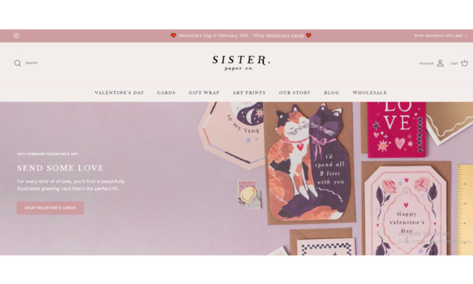 Sister Paper Co. website design by Web Design & Stuff.