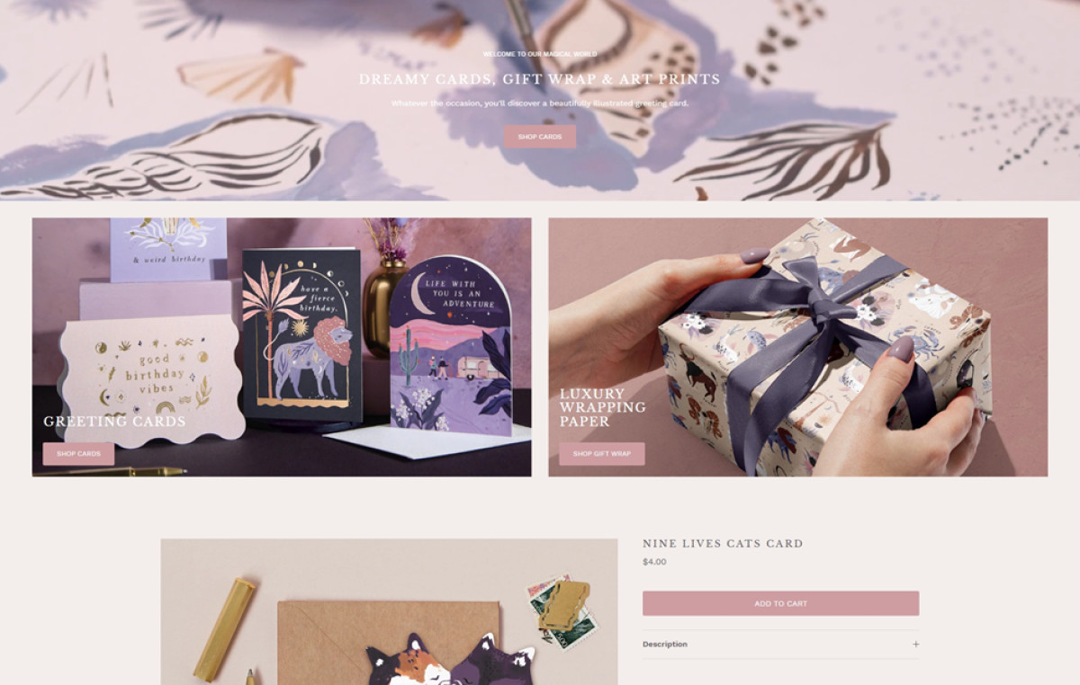 Sister Paper Co. website design product organization.