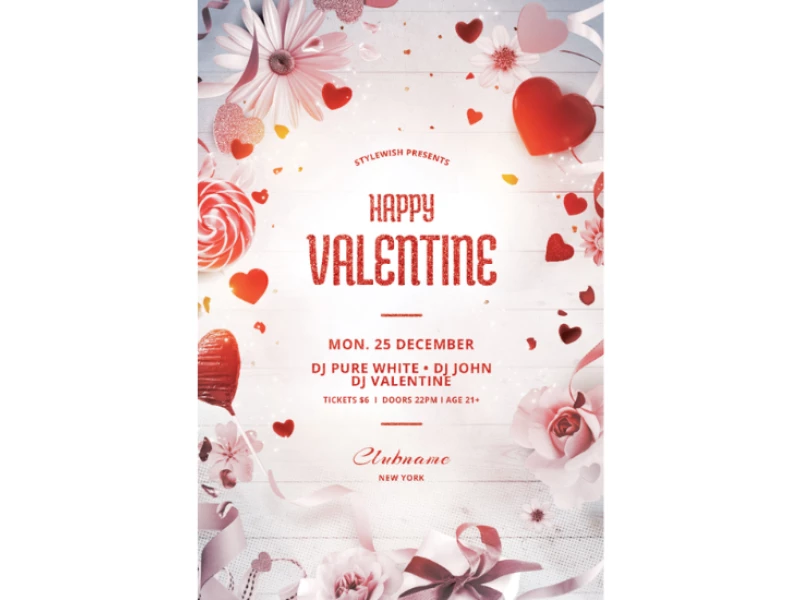 Happy Valentine Flyer print design by styleWish.