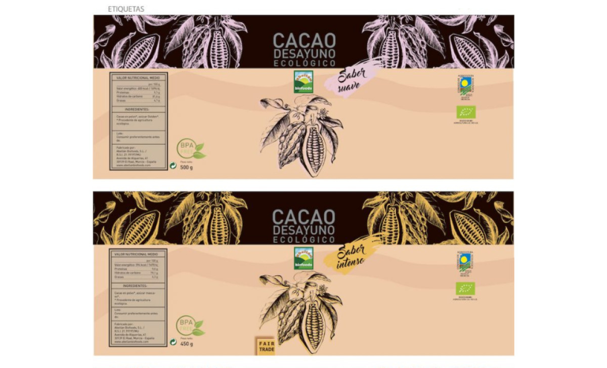 Etiqueta Cacao Ecológico Biofood packaging design by Introagencia.