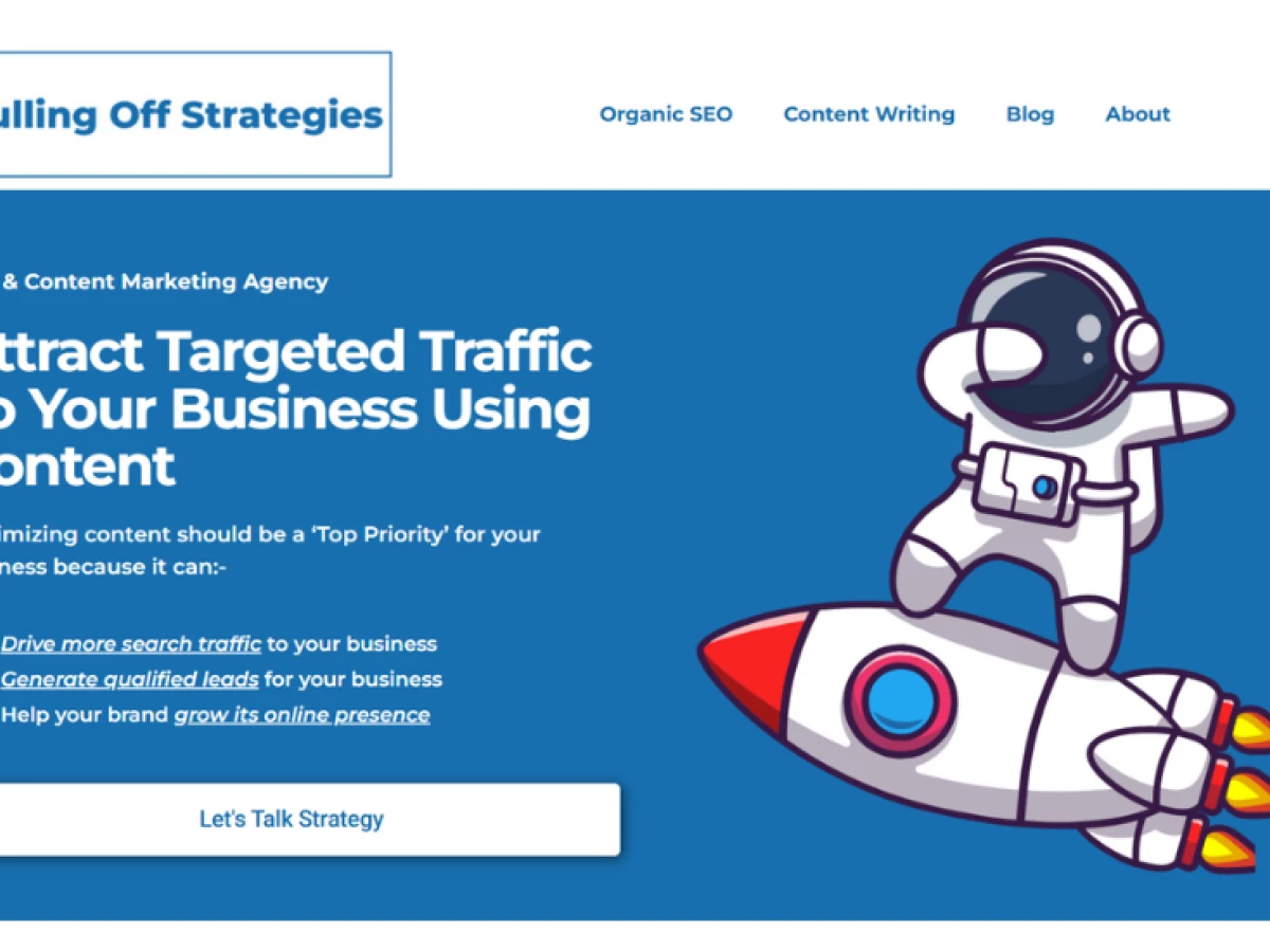 Pulling Off Strategies website design by Crafting Web Designs.