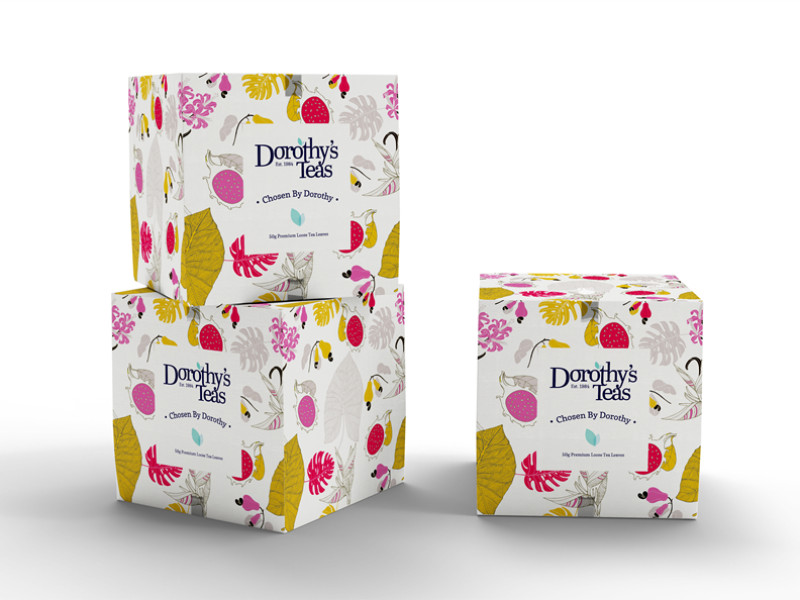 Dorothy's Teas packaging design.