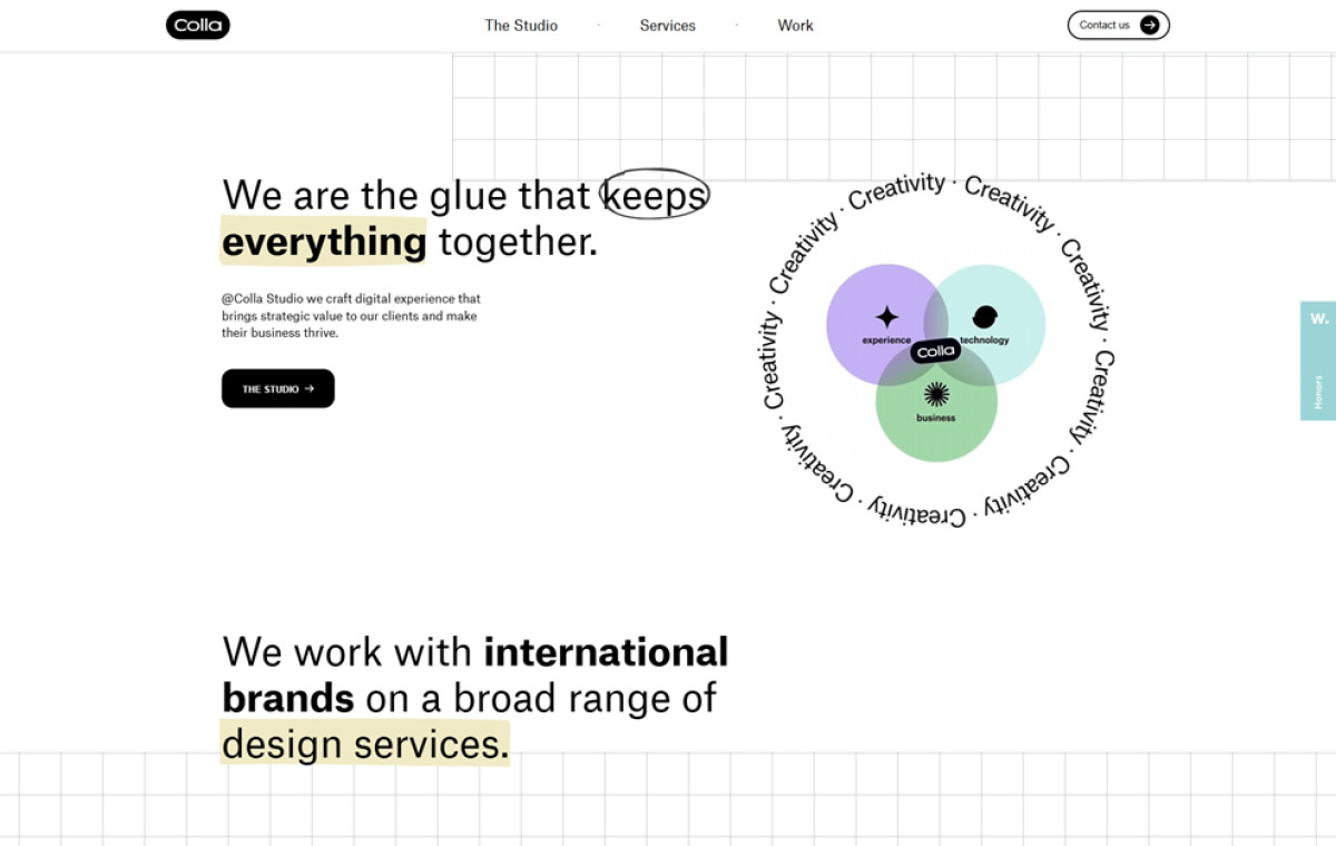 Colla Studio website design.