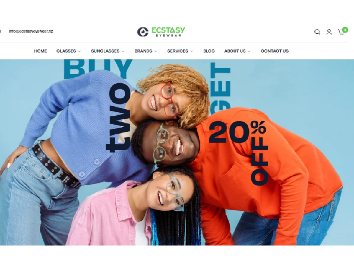 Ecstasy Eyewear website design by No Brainer Creative.