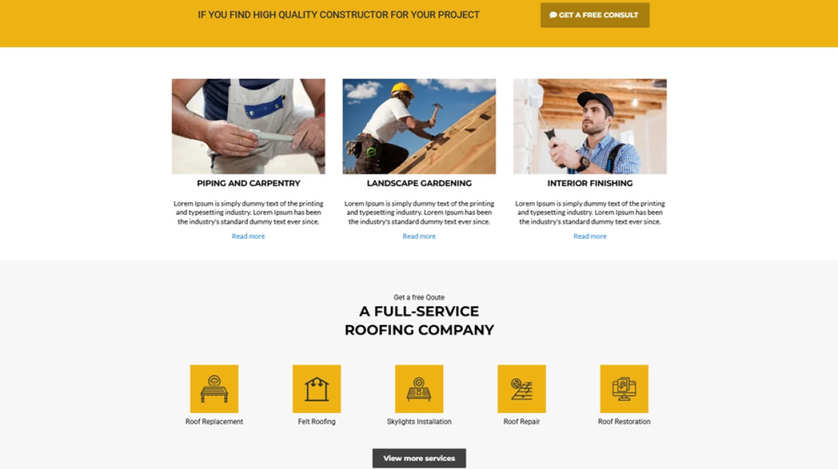 The Roofing Bros website design by DG Pro Ventures.