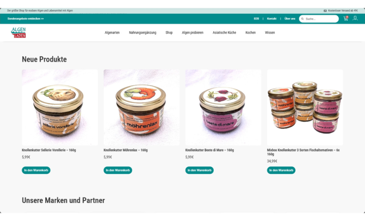 Algen Laden website design by Webboptimisterna.