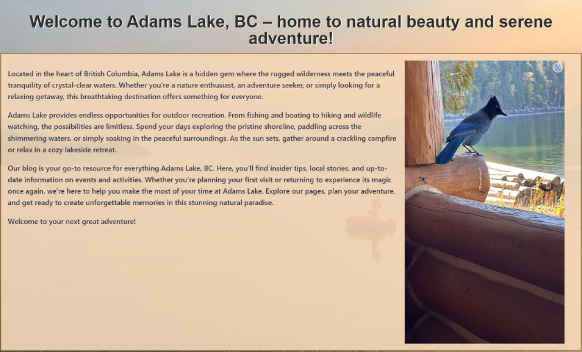 Adams Lake BC Website Design by Pretty Little Site.