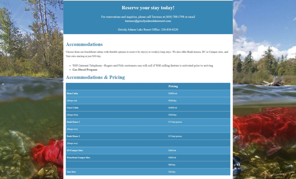Adams Lake BC Website Design by Pretty Little Site.